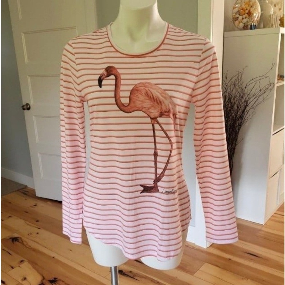 Linea Lea Szymanski Reel Legends Flamingo Stripe Performance Top Medium Pink